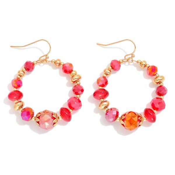 Wholesale faceted Metal Bead Beaded Hoop Drop Earrings L