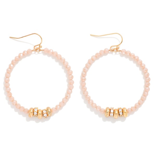 Wholesale faceted Beaded Hoop Drop Earring Gold Rhinestone Studded Discs Gold Di