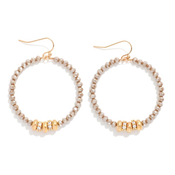 Wholesale faceted Beaded Hoop Drop Earring Gold Rhinestone Studded Discs Gold Di