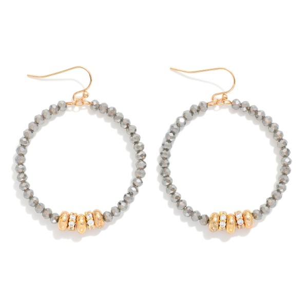 Wholesale faceted Beaded Hoop Drop Earring Gold Rhinestone Studded Discs Gold Di