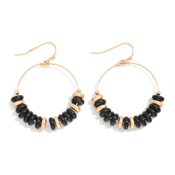 Wholesale stone Disk Beaded Hoop Drop Earrings L
