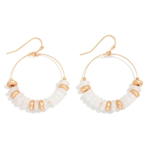 Wholesale stone Disk Beaded Hoop Drop Earrings L