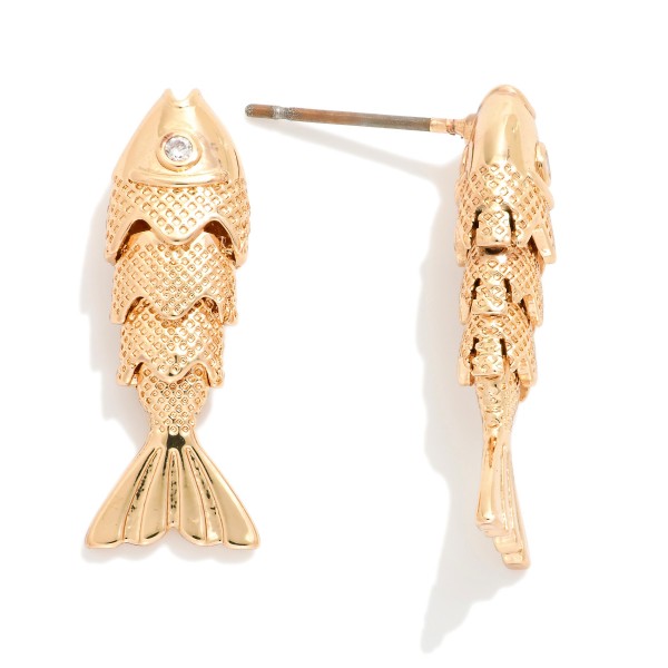 Metal Tone Fish Post Drop Earrings

- Approximately 1" L 