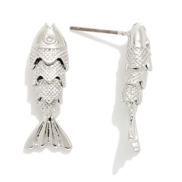Metal Tone Fish Post Drop Earrings

- Approximately 1" L 