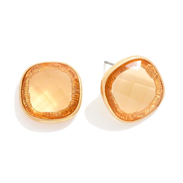 Squared Glass Crystal Stud Earring 

- Approximately .75" D 