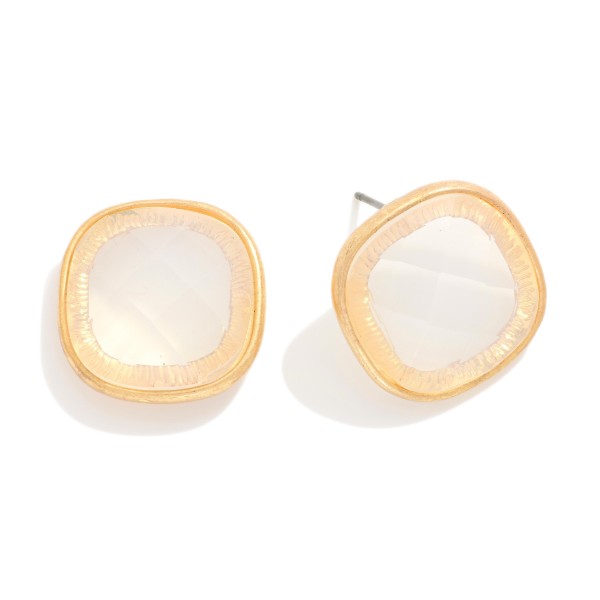 Squared Glass Crystal Stud Earring 

- Approximately .75" D 