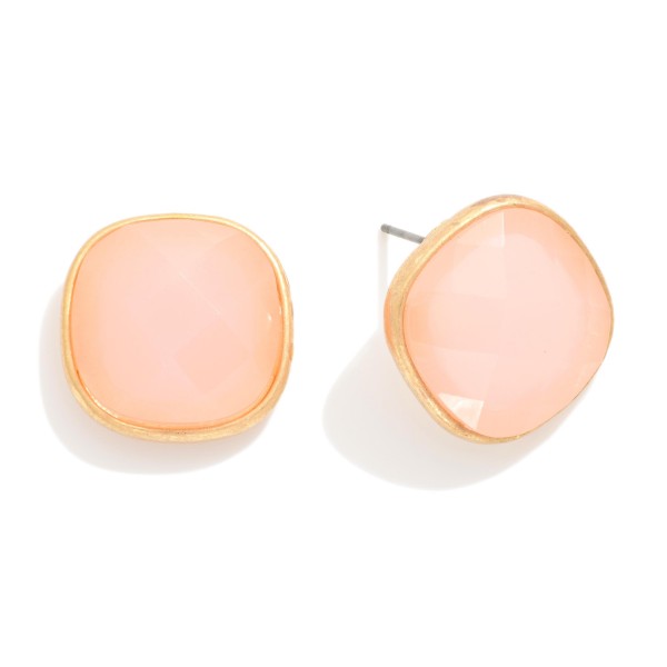 Squared Glass Crystal Stud Earring 

- Approximately .75" D 