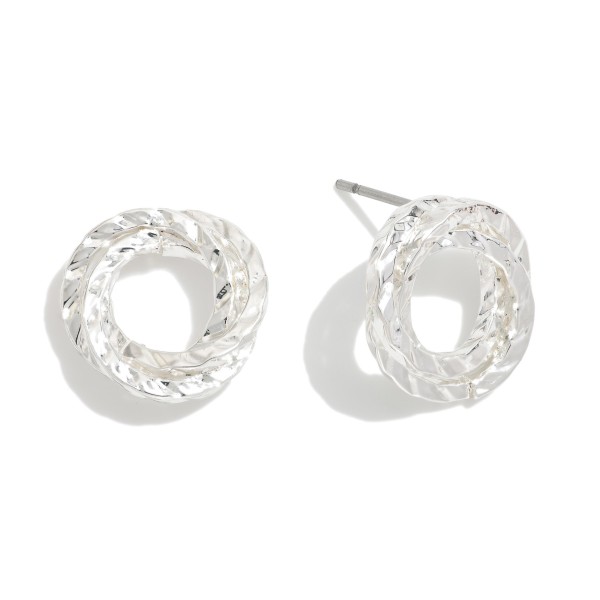 Metal Tone Twisted Stud Earring 

- Approximately .5" D