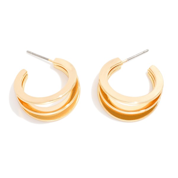 Layered Metal Tone Hoop Drop Earrings

- Approximately .75" D

