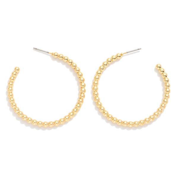 Metal Tone Beaded Hoop Drop Earrings Earrings

- Approximately 1.5" L


