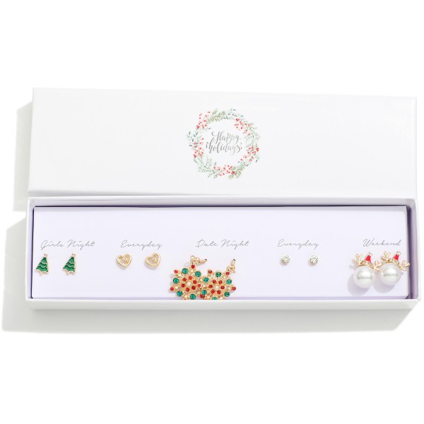 Wholesale set Five Christmas Stud Drop Earrings Christmas Trees Snowflakes Reind