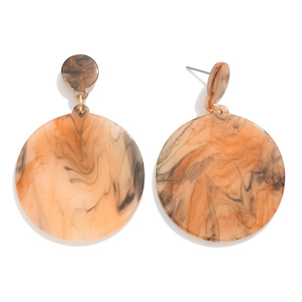 Linked Circle Marbled Acetate Post Drop Earrings Featuring Glittery Detail

- Approximately 2.25" L
