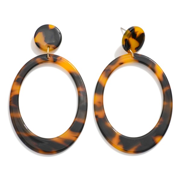 Linked Hoop Circle Marbled Acetate Post Drop Earrings

- Approximately 3" L

