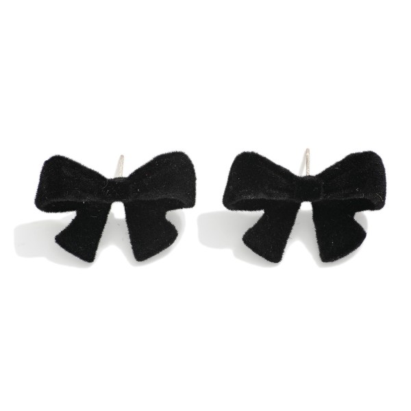 Velvet Bow Post Drop Earrings 

- Approximately .75" L