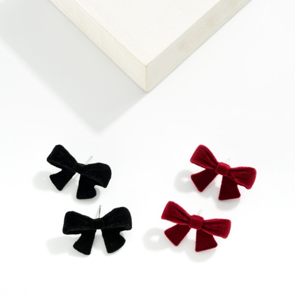 Velvet Bow Post Drop Earrings 

- Approximately .75" L