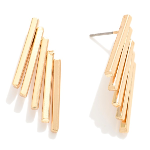 Layered Metal Tone Bar Post Drop Earring 

- Approximately 1.5" L
