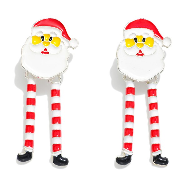 Enamel Santa Claus Drop Earrings With Dangle Accent 

- Approximately 1.25" L