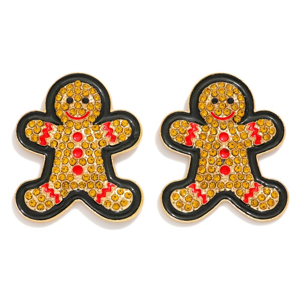 Rhinestone Gingerbread Drop Earrings

- Approximately .25" L

