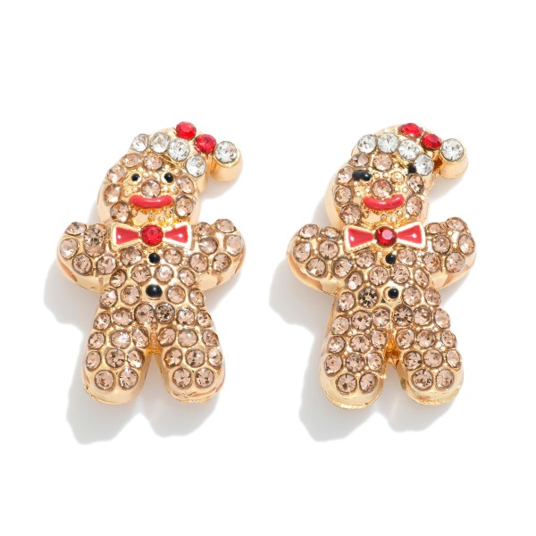 Rhinestone Gingerbread Stud Earrings

- Approximately .25" L 