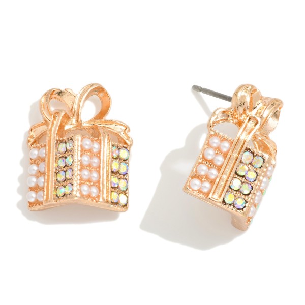 Wholesale rhinestone Studded Christmas Presents Stud Earrings L