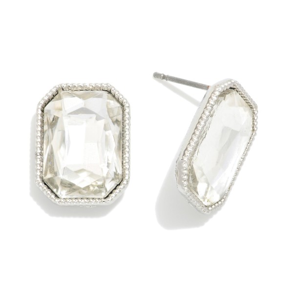 Wholesale rectangular Glass Crystal Stud Earring L