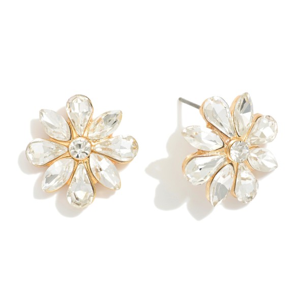 Wholesale rhinestone Flower Post Drop Earrings L