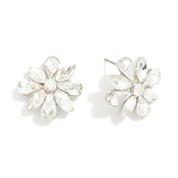 Wholesale rhinestone Flower Post Drop Earrings L