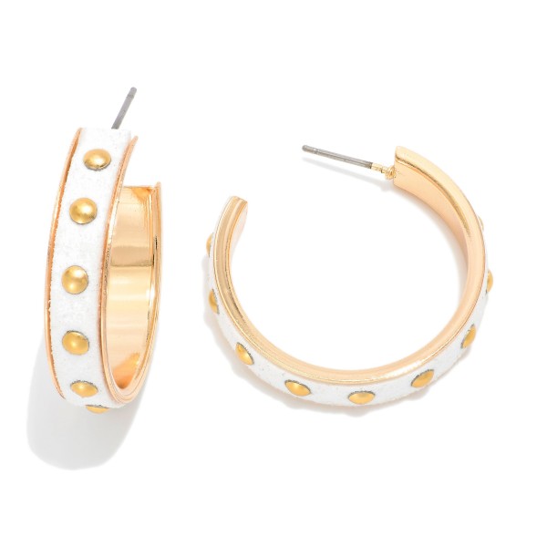 Wholesale metal Leather Hoop Drop Earrings Gold Tones D