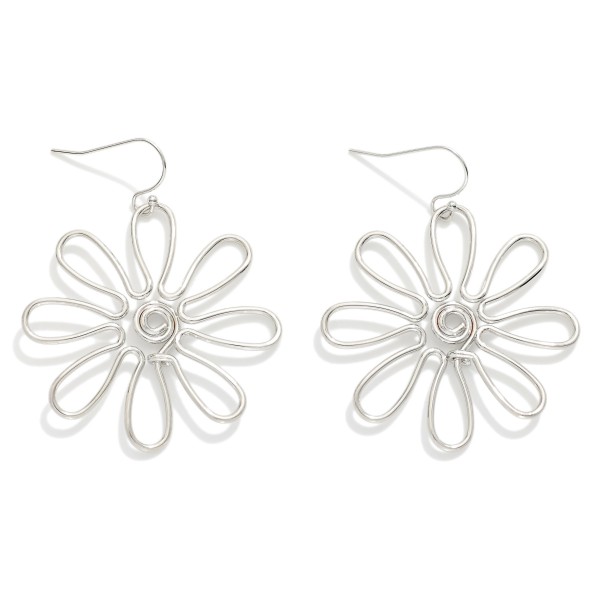 Twisted Metal Flower Shaped Earring Drop 

- Approximately 2" L 