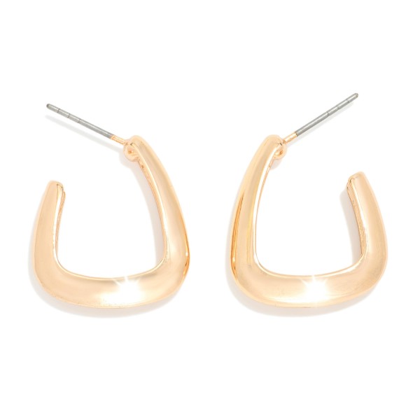 Metal Tone Square Hoop Earrings 
- Approximately .75" D