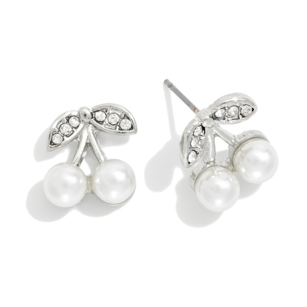 Pearl & Rhinestone Cherry Stud Earrings 

- Approximately .5" L