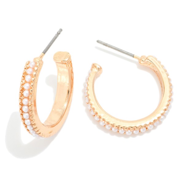 Pearl Studded Hoop Earrings 

- Approximately .75" D