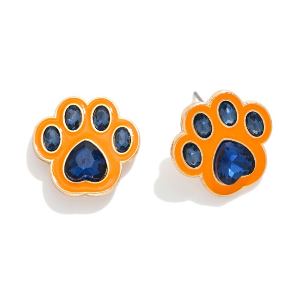 Enamel Paw Print Game Day Earrings 

- Approximately .75" L


