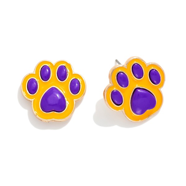 Enamel Paw Print Game Day Earrings 

- Approximately .75" L

