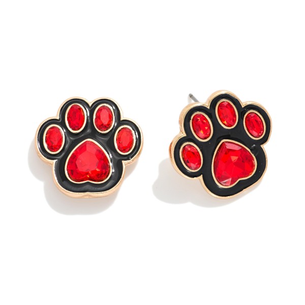 Enamel Paw Print Game Day Earrings 

- Approximately .75" L

