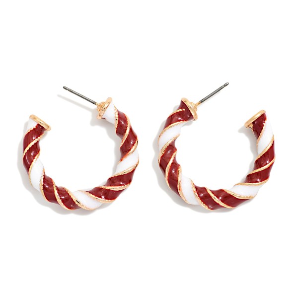 Twisted Two Tone Enamel Hoop Earrings 

- Approximately .75" D