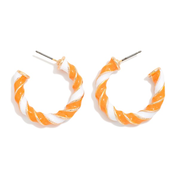 Twisted Two Tone Enamel Hoop Earrings 

- Approximately .75" D