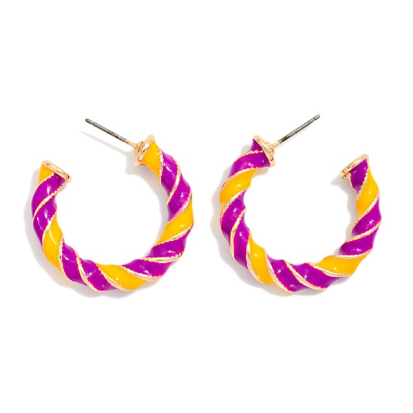Twisted Two Tone Enamel Hoop Earrings 

- Approximately .75" D
