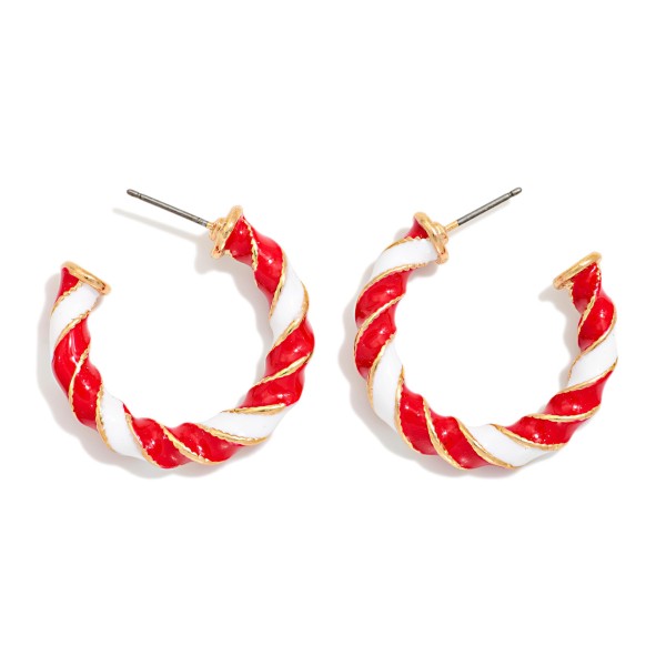 Twisted Two Tone Enamel Hoop Earrings 

- Approximately .75" D