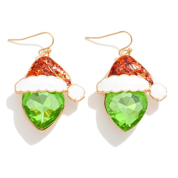 Glass Crystal Christmas Character Drop Earrings 

- Approximately 2" L 