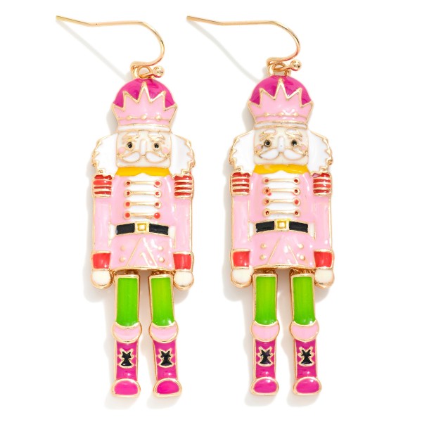 Enamel Nutcracker Drop Earrings 

- Approximately 2.25" L
