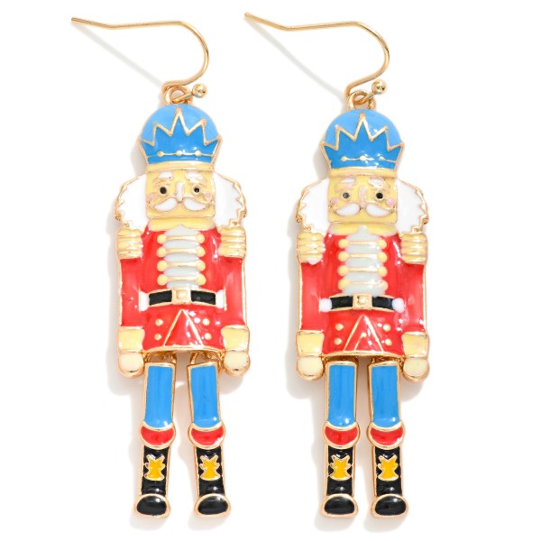 Enamel Nutcracker Drop Earrings 

- Approximately 2.25" L