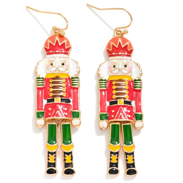 Enamel Nutcracker Drop Earrings 

- Approximately 2.25" L