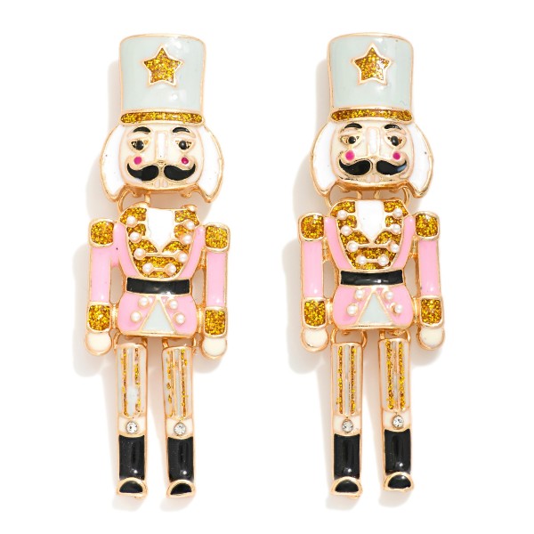 Enamel Nutcracker Drop Earrings 

- Approximately 2.25" L
