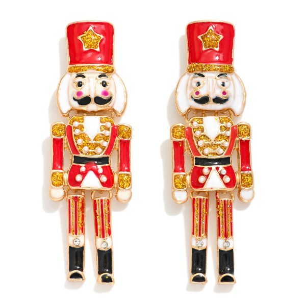 Enamel Nutcracker Drop Earrings 

- Approximately 2.25" L