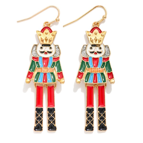 Painted Metal Nutcracker Drop Earrings 

- Approximately 2" L
