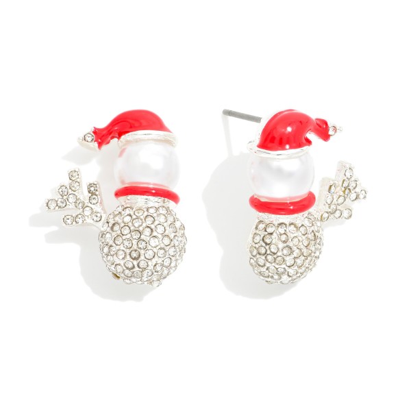 Wholesale rhinestone Pearl Snowman Post Drop Earrings L