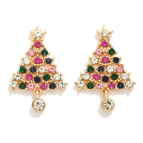 Wholesale rhinestone Studded Christmas Tree Post Drop Earrings L