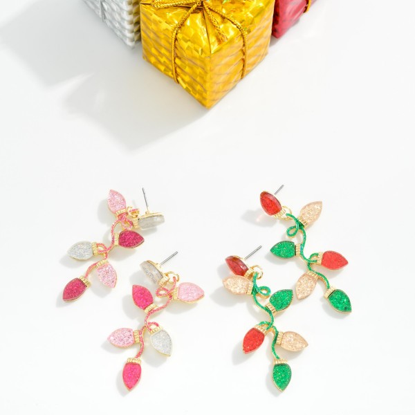 Rhinestone Christmas Lights Drop Earrings

- Approximately 2" L


