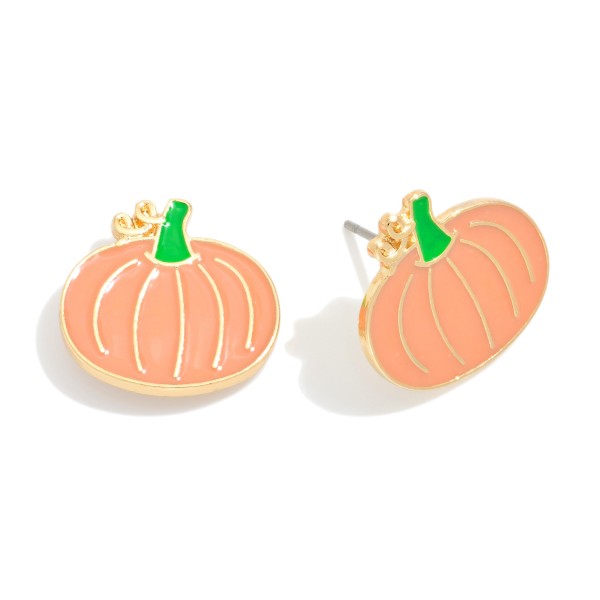 Enamel Pumpkin Stud Earrings

- Approximately .5" L